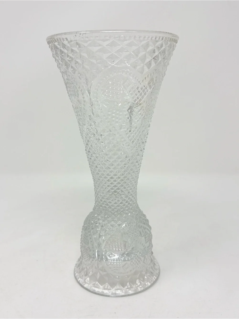 1979 Avon and Fostoria Clear Pressed Glass Bual-purpose Vase & Candle Holder 7”